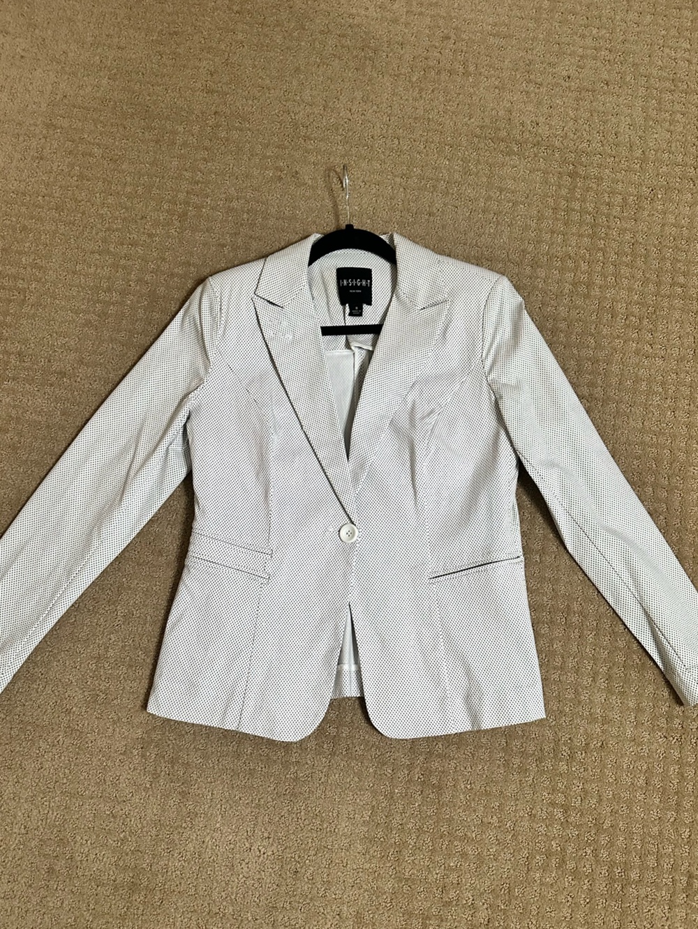 Insight White Textured One-Button Blazer
